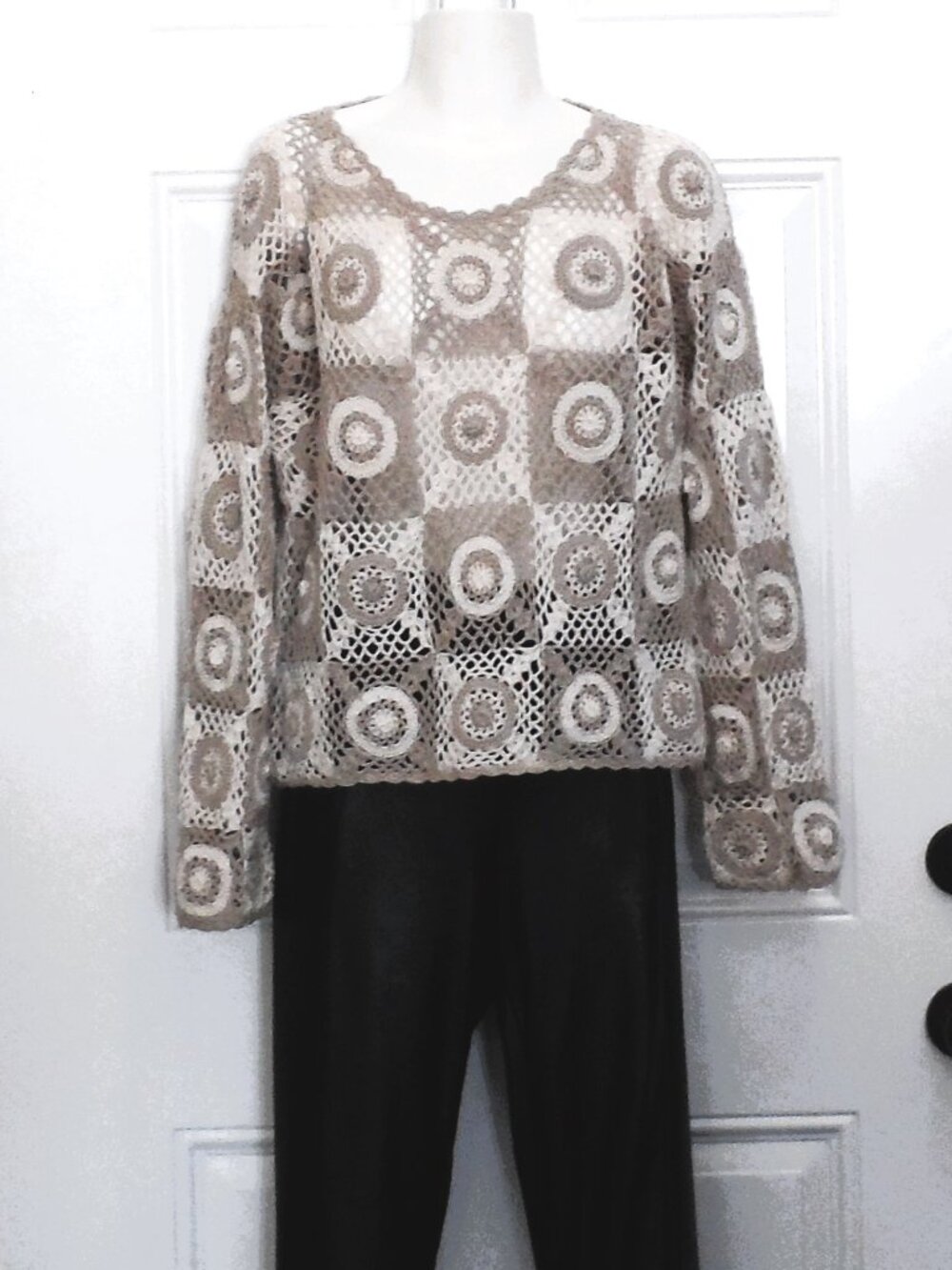 Kroshetta by Papillon - 100% cotton lace layering top two- tons- size M